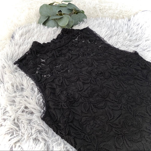 Soprano Black Dress Lace High Mock Neck Size Large - Picture 4 of 7